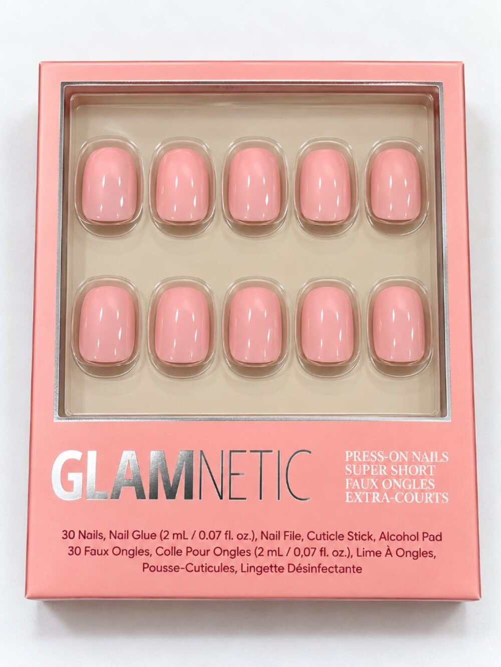 Glamnetic Super Short Press On Nails Glossy Nude Pink Manicure Set